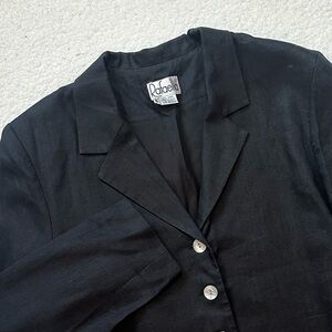 Rafaella 100% Linen Women's 10 Black Blazer 5 Button Single Breast casual Long